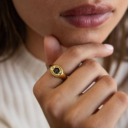 College Emblem Signet Ring