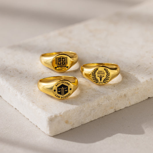 College Emblem Signet Ring