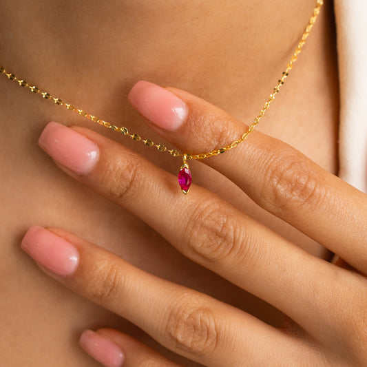 Collar personalizado con piedra de nacimiento de marquesa