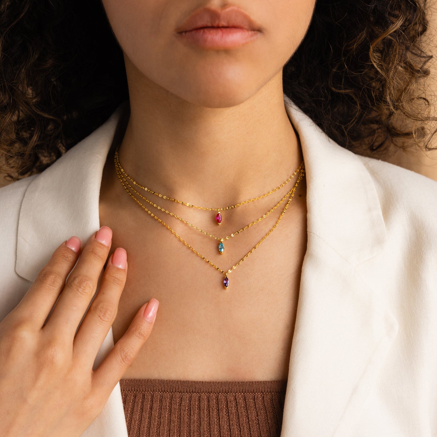 Collar personalizado con piedra de nacimiento de marquesa