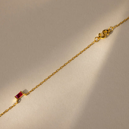 Initial Baguette Birthstone Necklace