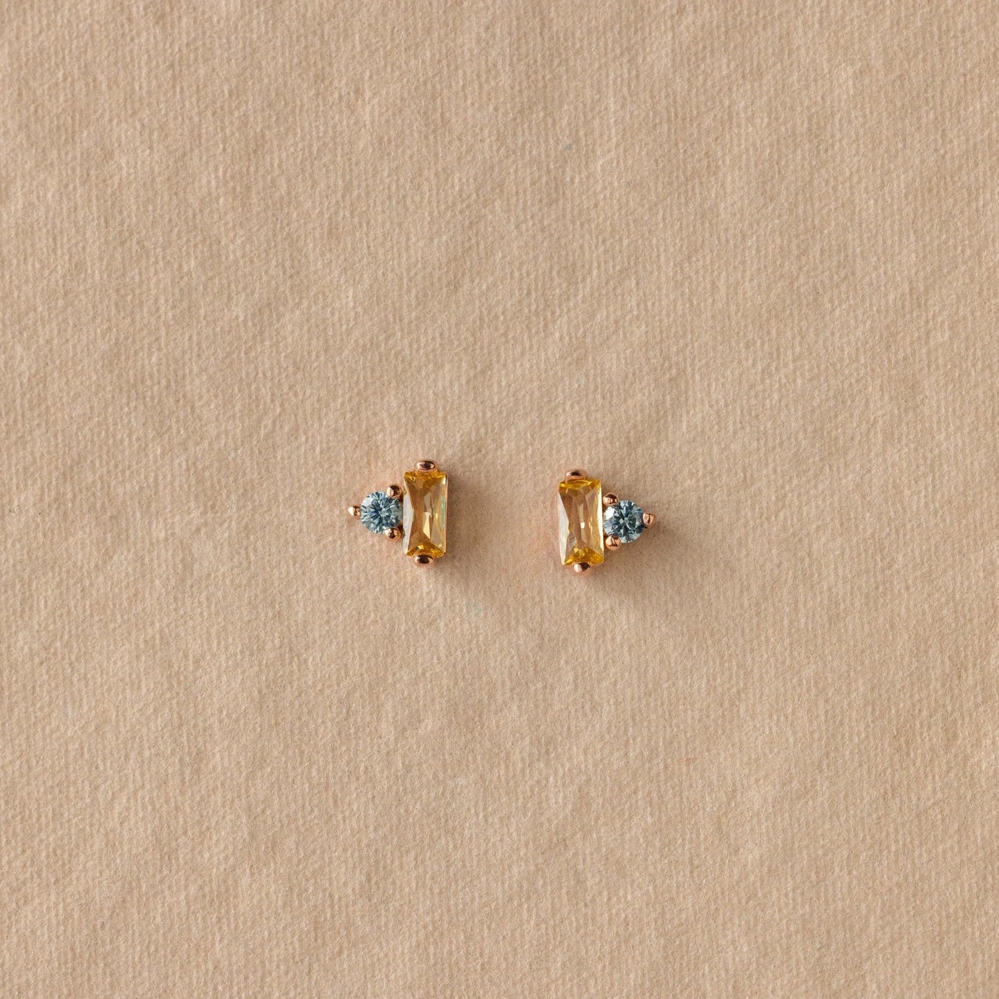 Toi et Moi Baguette Birthstone Studs