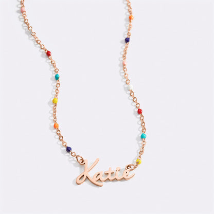 Colorful Beaded Fairy Name Necklace