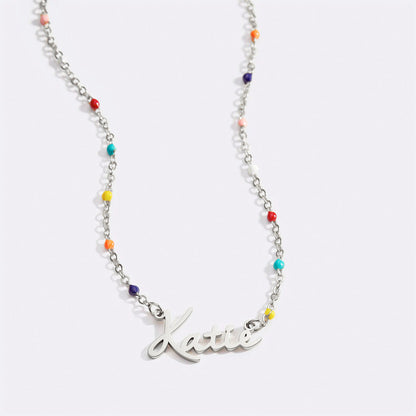 Colorful Beaded Fairy Name Necklace