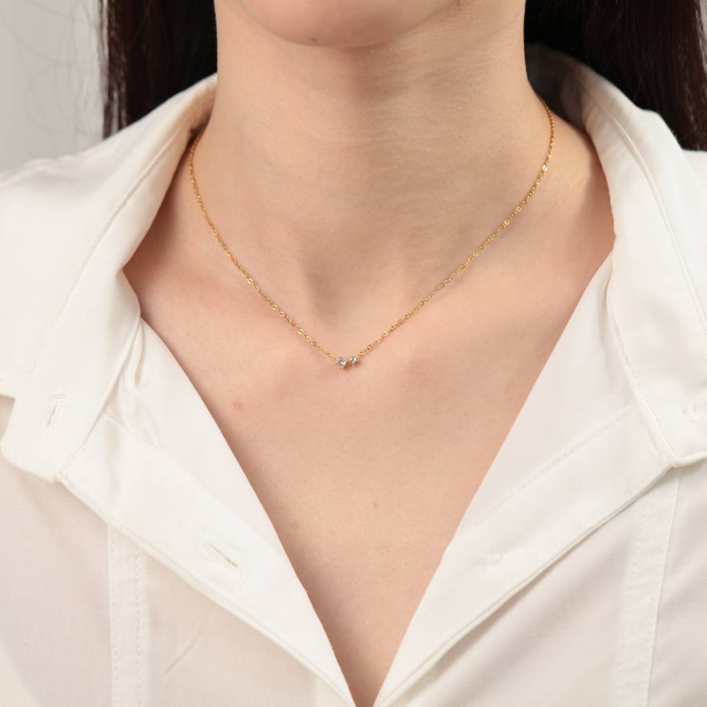 Zierliche Solitärkette mit Geburtssteinen und Diamantakzent