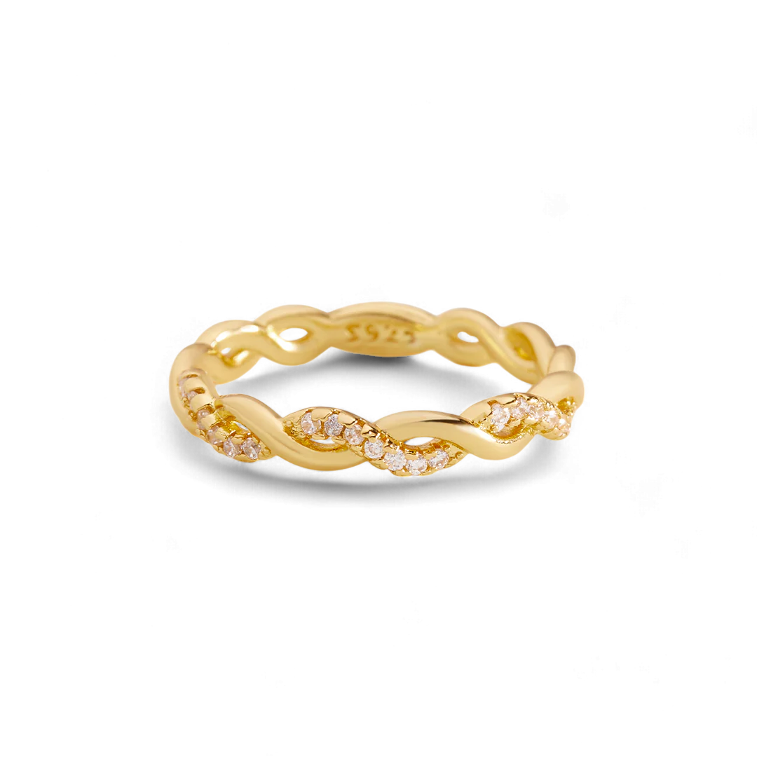 Zierlicher Pavé-Twist-Stapelring