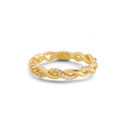 Zierlicher Pavé-Twist-Stapelring