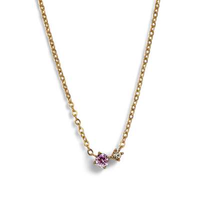 Zierliche Solitärkette mit Geburtssteinen und Diamantakzent