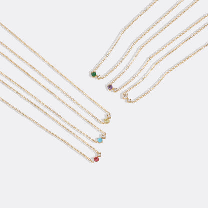 Zierliche Solitärkette mit Geburtssteinen und Diamantakzent