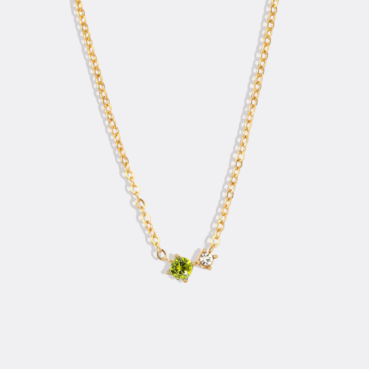 Zierliche Solitärkette mit Geburtssteinen und Diamantakzent