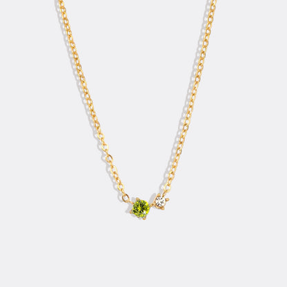 Zierliche Solitärkette mit Geburtssteinen und Diamantakzent