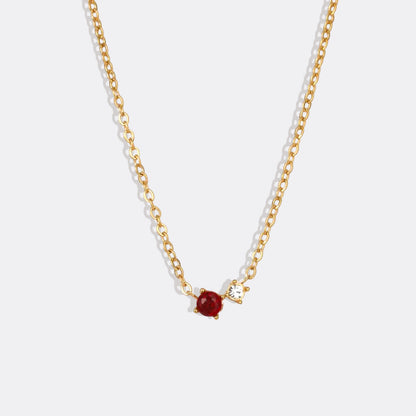 Zierliche Solitärkette mit Geburtssteinen und Diamantakzent