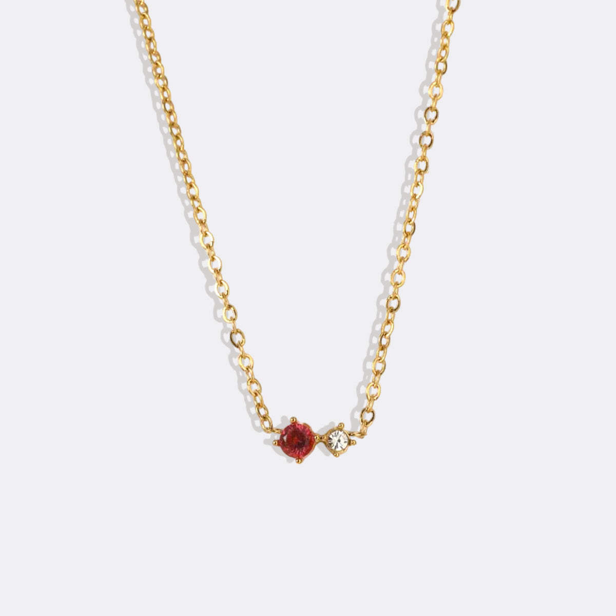 Zierliche Solitärkette mit Geburtssteinen und Diamantakzent