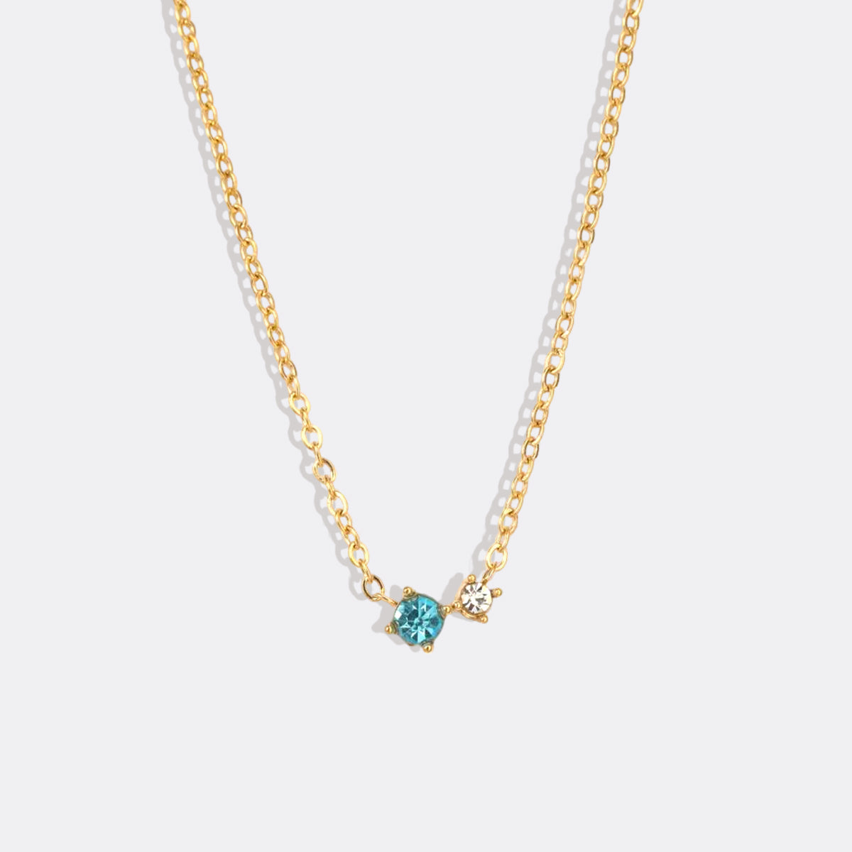 Zierliche Solitärkette mit Geburtssteinen und Diamantakzent