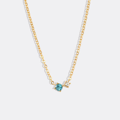 Zierliche Solitärkette mit Geburtssteinen und Diamantakzent