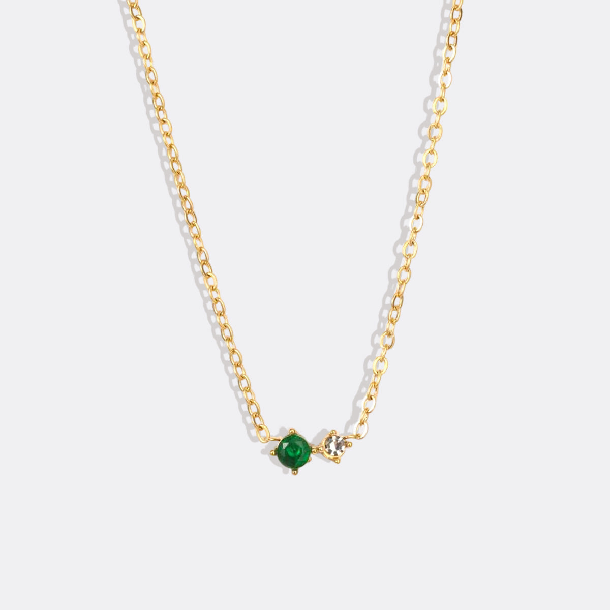Zierliche Solitärkette mit Geburtssteinen und Diamantakzent