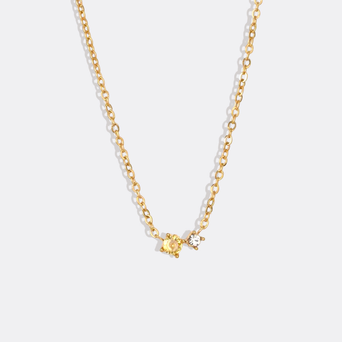 Zierliche Solitärkette mit Geburtssteinen und Diamantakzent