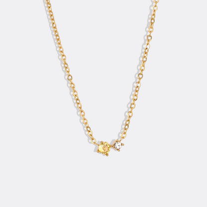 Zierliche Solitärkette mit Geburtssteinen und Diamantakzent