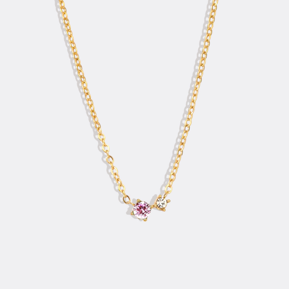 Zierliche Solitärkette mit Geburtssteinen und Diamantakzent