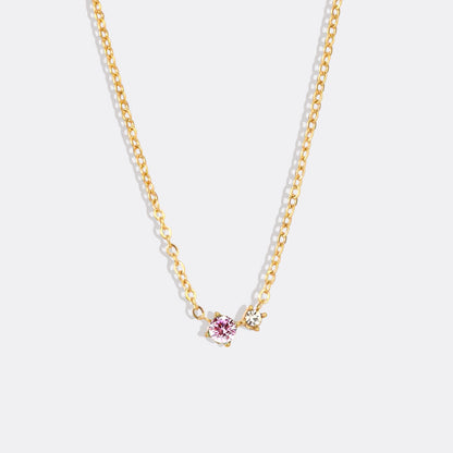 Zierliche Solitärkette mit Geburtssteinen und Diamantakzent
