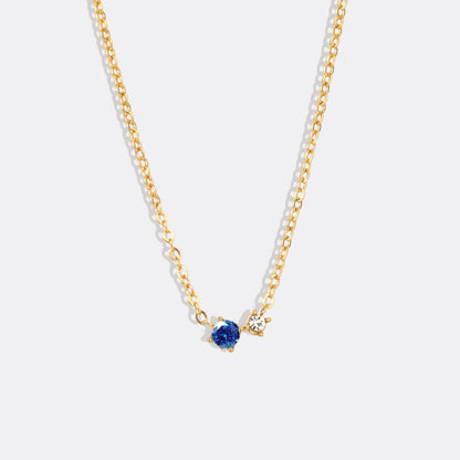 Zierliche Solitärkette mit Geburtssteinen und Diamantakzent