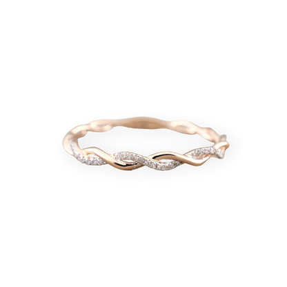 Zierlicher Pavé-Twist-Stapelring