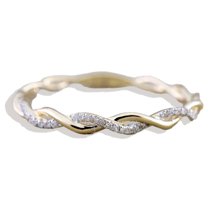 Zierlicher Pavé-Twist-Stapelring