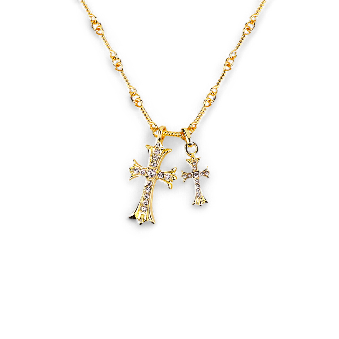 Double Cross Pendant Necklace