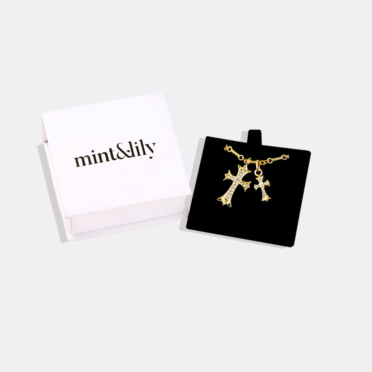 Double Cross Pendant Necklace
