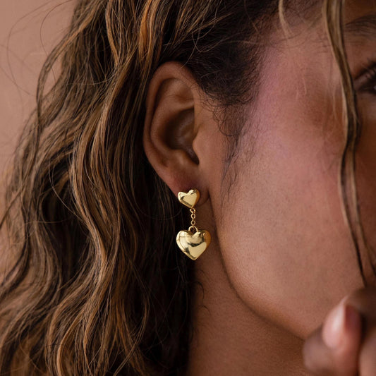 Duo Heart Drop Studs