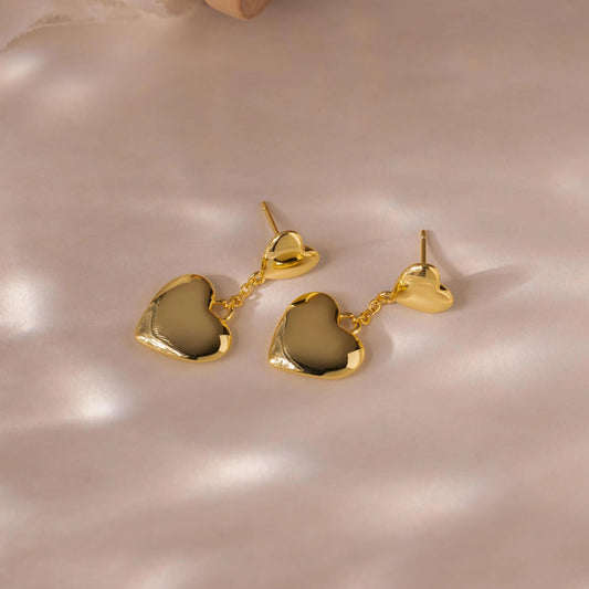 Duo Heart Drop Studs