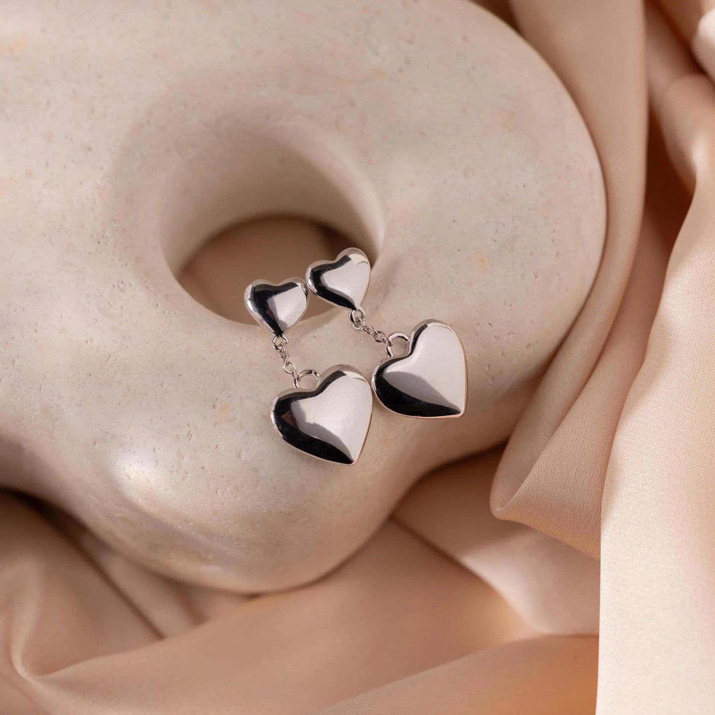 Duo Heart Drop Studs