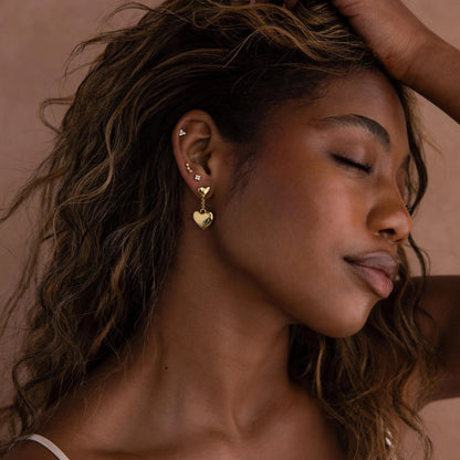 Duo Heart Drop Studs