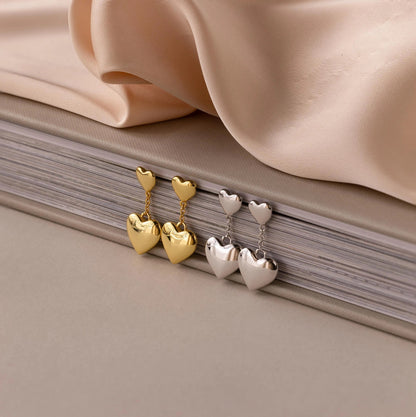 Duo Heart Drop Studs