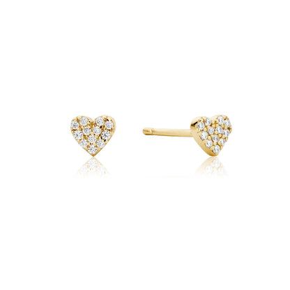 Goldfarbene Ohrstecker im Cluster-Herz-Stil mit Diamanten