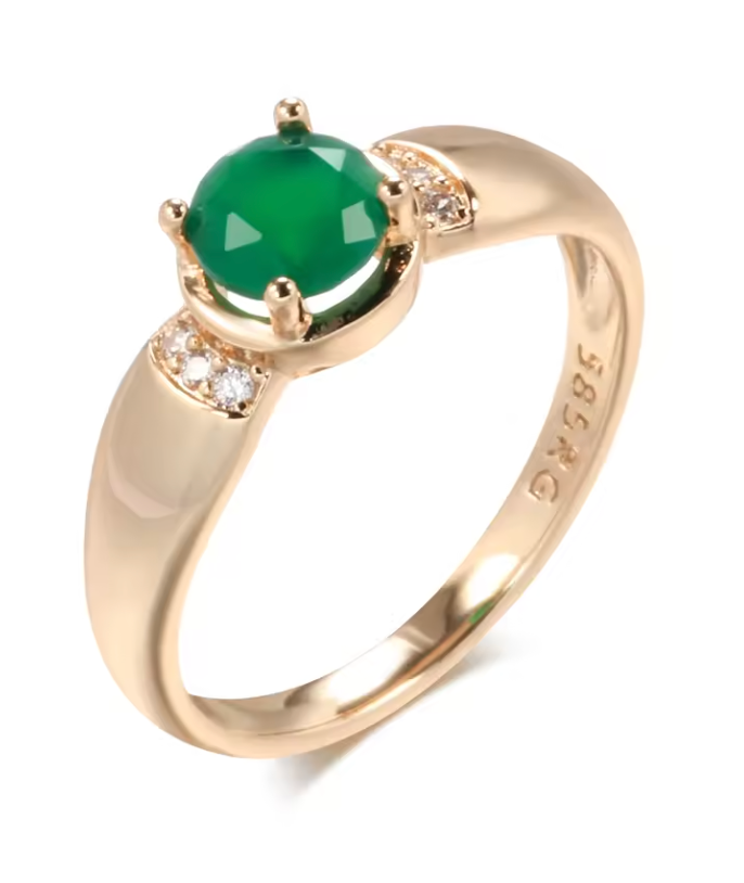 Delicate Green Zircon Ring Gold