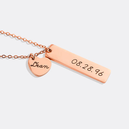 Engraved Heart Pendant Necklace • Best Friend Gift