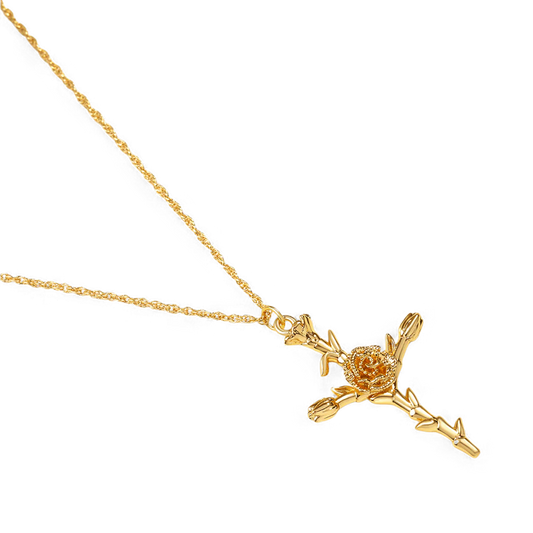 Floral Cross Pendant Necklace