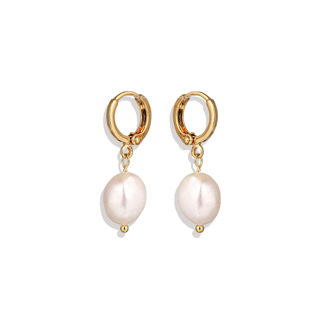 Freshwater Pearl Drop Huggie Earrings