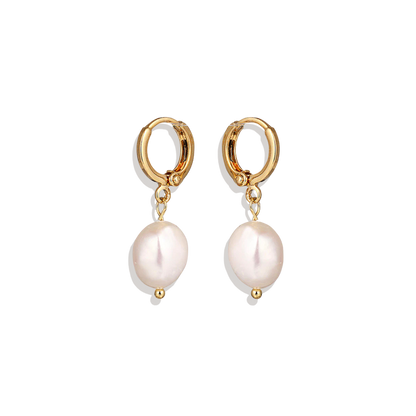 Freshwater Pearl Drop Huggie Earrings