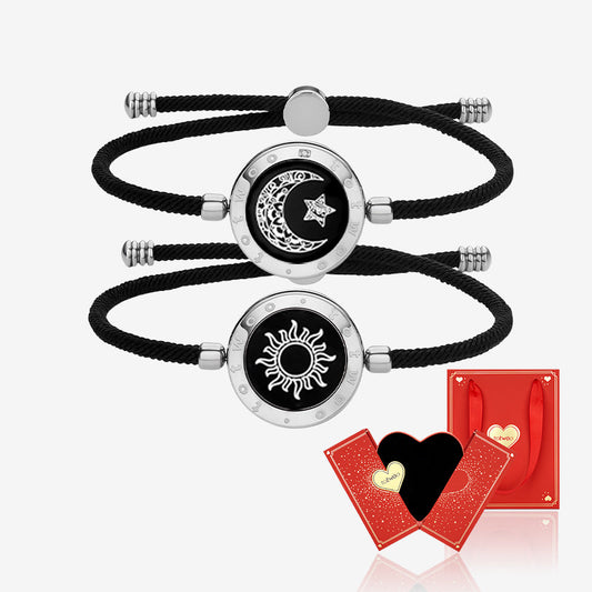 [Valentine's Day Gift Packaging] Sun&Moon Touch Bracelets with Milan Rope(Silver+Silver) - Touch Bling