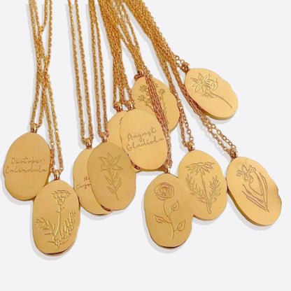 Halskette mit Geburtsblumen-Anhänger aus Gold