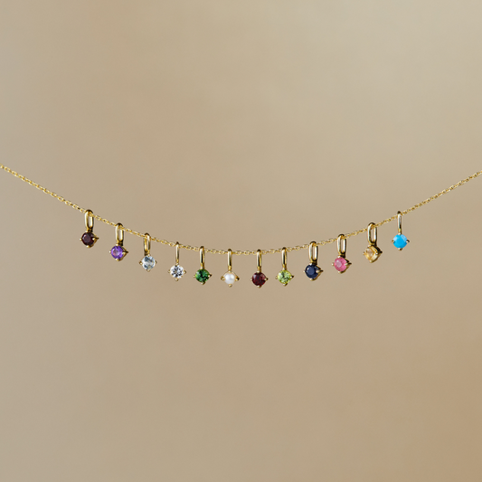 Solid White Gold Small Individual Birthstone Charm