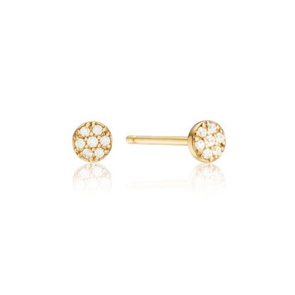 Goldfarbene Ohrstecker im Cluster-Kreis-Stil mit Diamanten