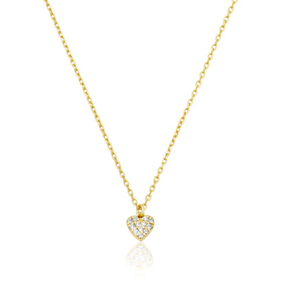 Collar de corazón con racimo de diamantes de oro