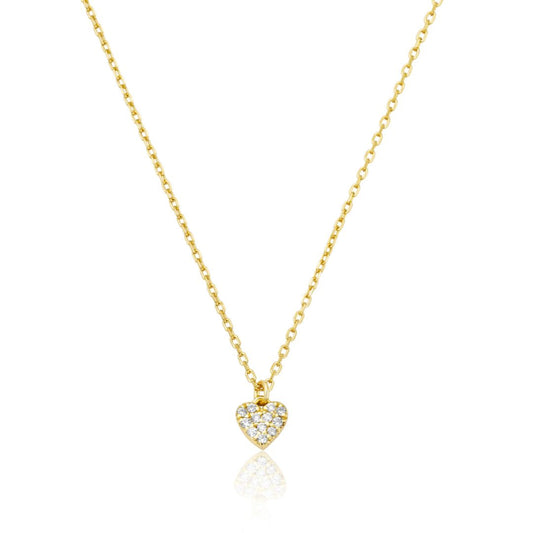 Goldfarbene Cluster-Herzkette im Diamant-Stil