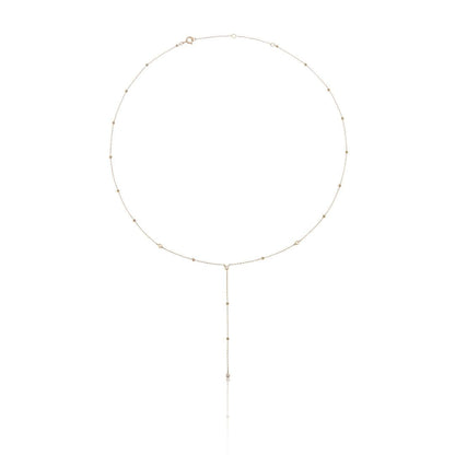 Gold Diamond Style Satellite Lariat Necklace