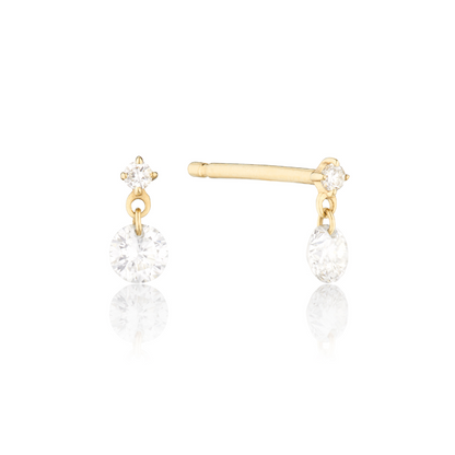 Pendientes colgantes de diamantes flotantes de oro