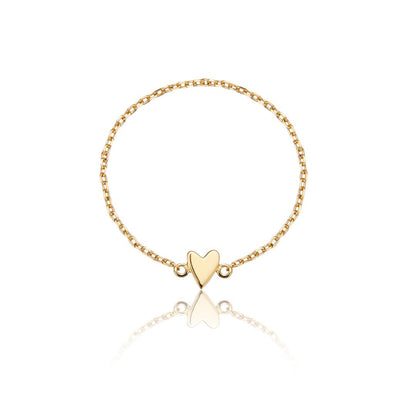 Anillo de cadena con corazón de oro