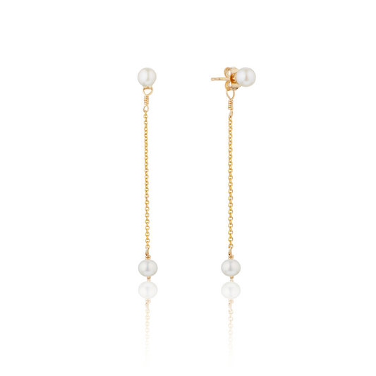 Gold Small Pearl Drop Stud Earrings